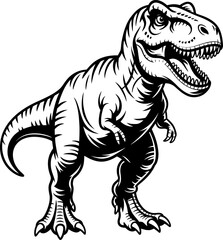 Black and white of a roaring dinosaur teeth claws 1