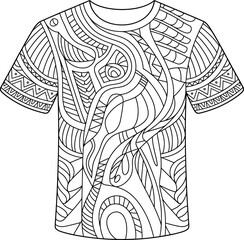 Black and white of an elephant with intricate patterns