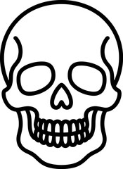 Black and white skull with empty eye sockets and teeth
