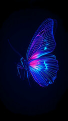 Neon Butterfly on Dark Background