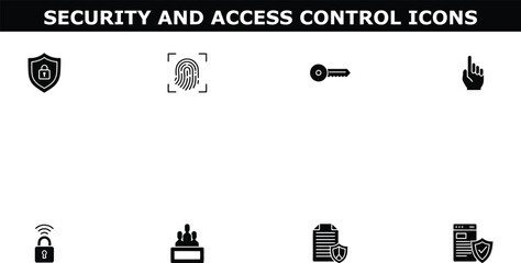 A collection of security and access control icons on a white background