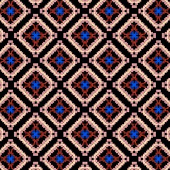 Dark ethnic ornamental geometric seamless pattern