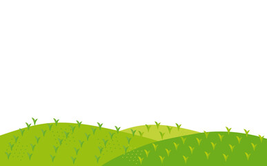 草原と山のナチュラルな風景イラスト