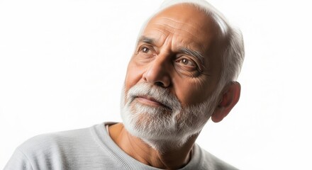 Obraz premium Indian Elderly Man Listening Calmly with Wisdom