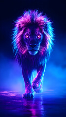 Neon Lion Stalking Prey