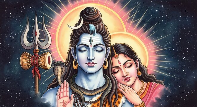 Shiv Parvati Devotional Festival Background