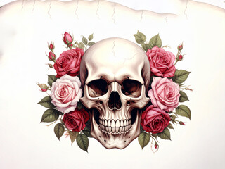 skull with rose
