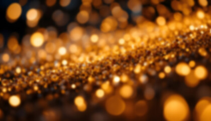 Shimmering Gold Bokeh Background with Glowing Light Effects