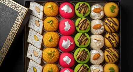 Assorted Indian Sweets Box: Colorful Mithai Selection for Celebrations