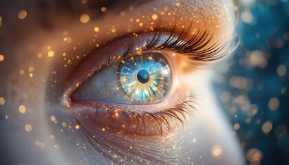 Close-up of an Eye with Magical Effects and Bright Colors