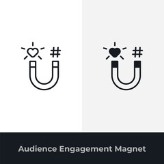 Magnet heart hashtag icon representing attraction engagement and marketing pull