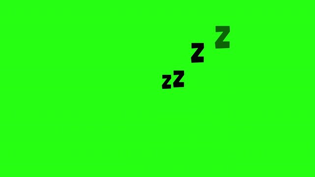 Sleeping zzz text icon animation black color on green screen background 4K