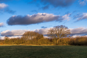 Beautiful evening clouds on a cold autumn evening in Denmark