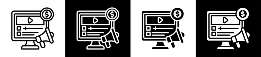 Paid Content Icon Set In Black And White Filled Style Collection