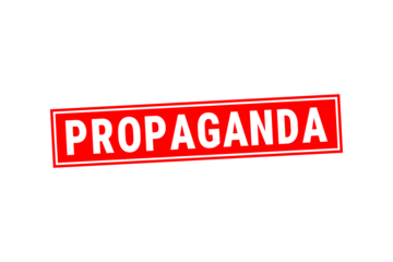 Propaganda Word in Red Stamp with Black Outline on Transparent Background - Official Misinformation Warning