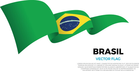 Flag of Brasil. Brazilian and American Culture. Shining flag with realistic shadows waving in three layers. The elegant curves and realistic shading create a sense of motion