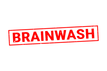 Brainwash Stamp on Transparent Background Symbolizing Mind Control and Psychological Manipulation