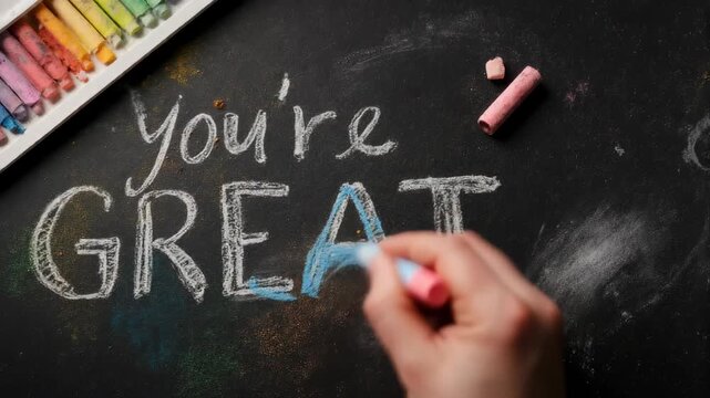Youre Great Chalkboard Message - Inspiring Words and Colorful Art.