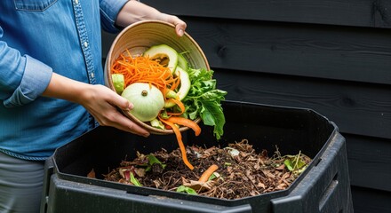 Composting Organic Kitchen Waste in an Outdoor Bin