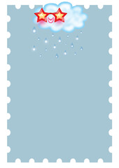 Cute frame with cloud and rain. illustration.
