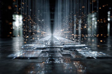 Big data analysis, neural networks, data flow visualization. digital background