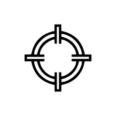 minimalist black crosshair target isolated icon.