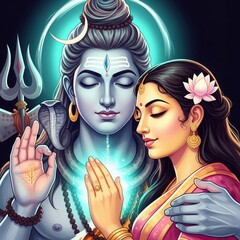Shiva Parvati Divine Love Illustration