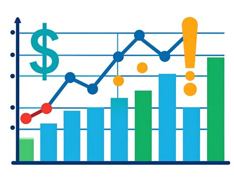 A colorful chart depicting growth with a dollar sign, line graph, and bar graph elements, signifying financial progress - Powered by Adobe