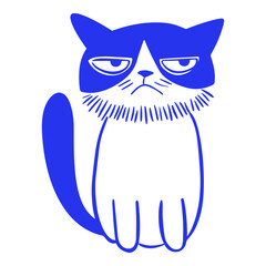 Sitting Grumpy Cat with Beard Doodle