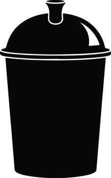 Silhouette of a disposable cup with lid vector illustration