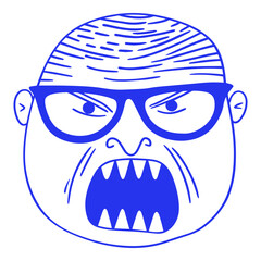 Angry Old Woman Glasses Doodle