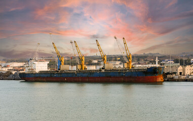 Industrial and cruise port of Naples in Italy