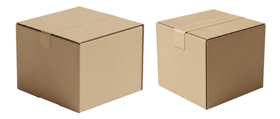 Small Parcel Cardboard Box Isolated on Transparent Background