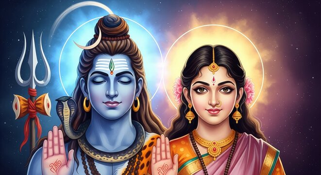 Shiva Parvati Divine Energy Artwork