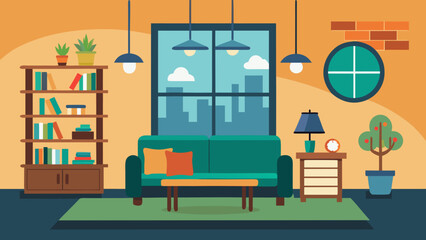 Cozy living room with modern decor Vector