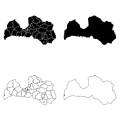 Latvia Outline and Solid Fill Map Set.