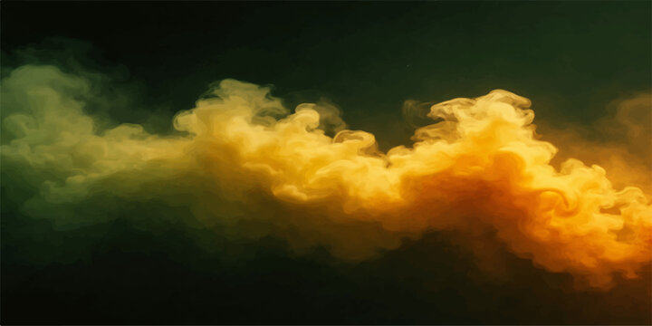 A dramatic sunset sky filled with dark smoke and fire creates an abstract nature landscape where sunlight breaks through beautiful clouds during a stormy weather transition from day to night