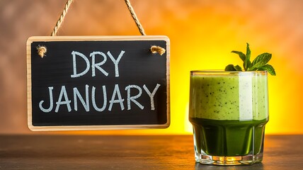 Dry january detox smoothie with healthy lifestyle message

