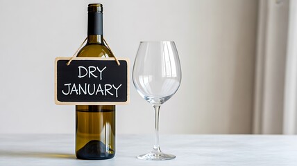Dry january alcohol free lifestyle concept with wine glass
