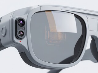 Modern virtual reality headset with camera and lens