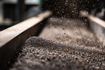 Close-up of material being sorted, with focus on the particles