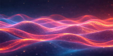 An abstract blue background featuring a deep cosmos nebula with glowing stars and bright galaxy dust across the vast dark space of an astronomy science illustration © MDNUR