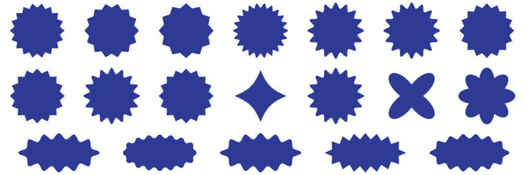 Set of yellow star burst shape tags for price. Circle sticker. Wavy edge promo badges. Blank sale stickers collection. Star vector icons. starburst icon or quality badge amazing color sale promo eps10