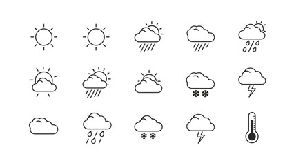 Obraz premium Weather forecast icons for digital applications