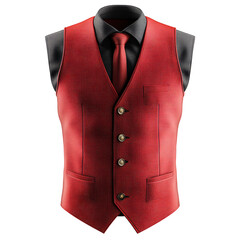 Front view of red color men&rsquo;s vest 3D render studio shot isolated on a white background