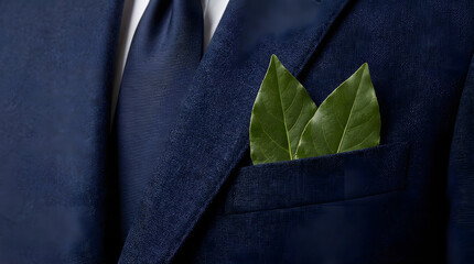Business suit with green leaves sustainability concept