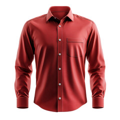 Front view of red color men&rsquo;s formal shirt 3D render studio shot isolated on a white background