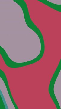 Abstract red shape with green outline on gray background.