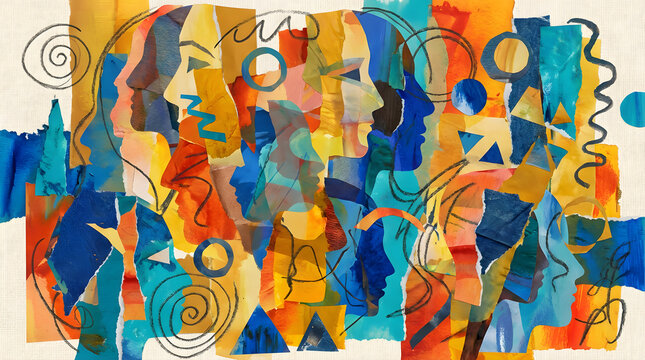 Abstract group psychology and social dynamics concept