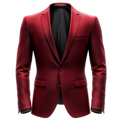 Front view of red color men&rsquo;s suit jacket 3D render studio shot isolated on a white background